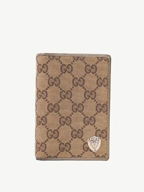 Gucci Beige GG-Canvas Crest Wallet